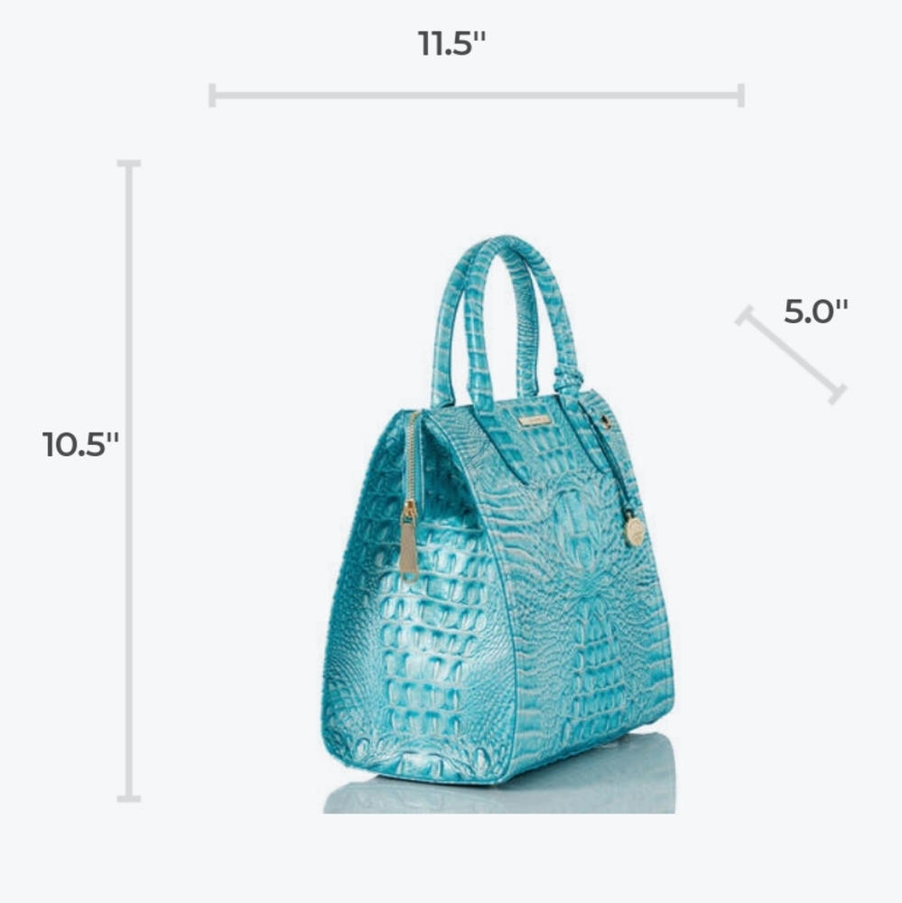 NWT 🌹Brahmin Caroline Handbag Dusty Blue Melbourne Collection leather - Picture 8 of 16